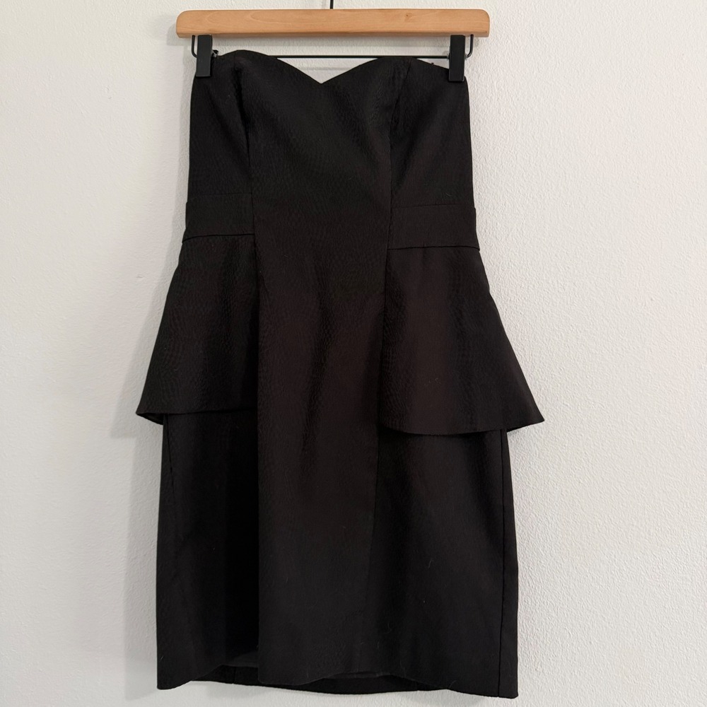 Kensie - Textured Strapless‎ Peplum Little Black Dress